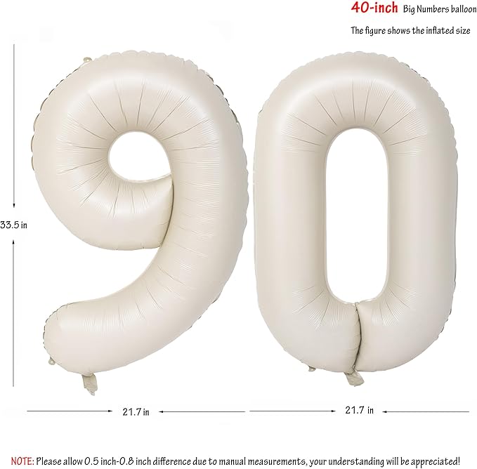 40 In Cream white Number Balloons Helium Foil Mylar Balloon Birthday Party banquet Decoration Digital 90