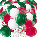 Red White and Green Balloons with Confetti Balloons 12 inch Latex Balloons 80 Pcs for Wedding Birthday Baby Shower Christmas Themed Party Decorations