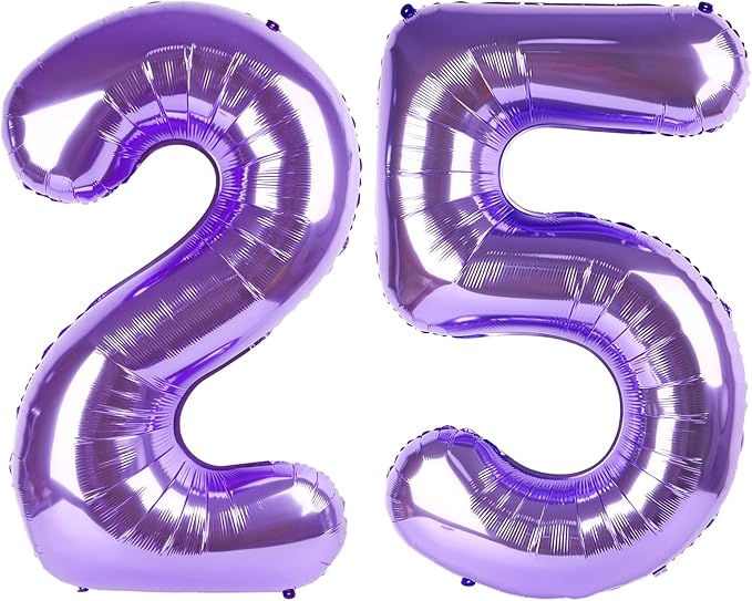 Purple 40 Inch Large Number 25 52 Birthday Balloon, 25 52 Birthday Decorations, Foil 25 52 Mylar Helium Numbers Balloons Girl Boy Anniversary Party Supplies