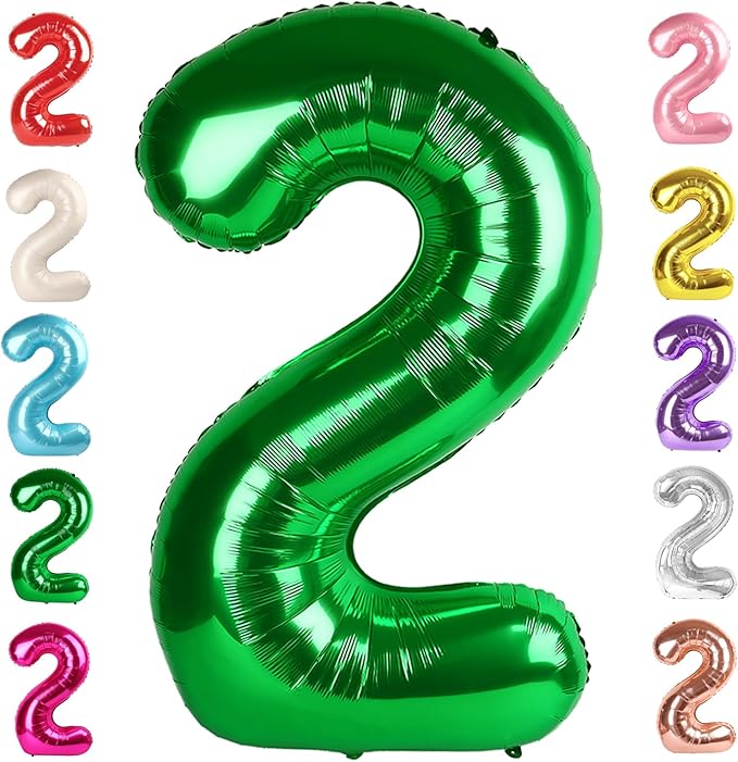 2 Numbers Balloon 40 Inch Dark Green Two Balloon Number Birthday Decor, 2nd 12 21st Party Celebration Decorations Graduations Wedding Baby Shower