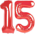 Number 15 Balloons, 40 Inch Balloons for Woman Man 15th Red Birthday Party Decoration, Foil Number Ballon for 15, 51 Valentine's Day, Anniversary, Bridal Shower, Graduation
