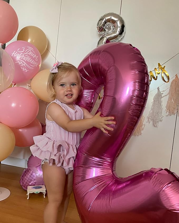 Pink Number 3 Balloon 40 Inch, 3rd Birthday Celebration Supplies for Girls Boys Women Men, 3 Balloon for Girls Boys Theme Party
