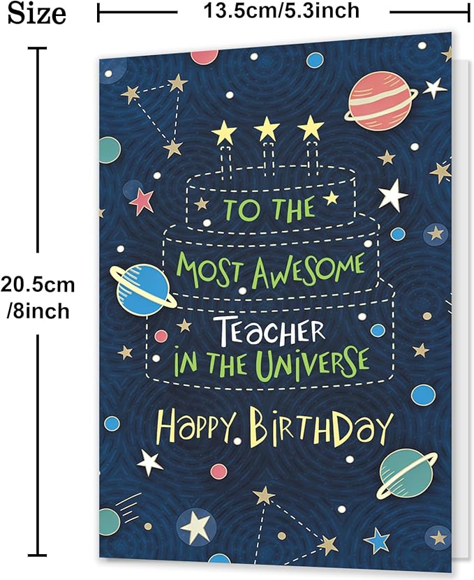 Teacher Birthday Card, Happy Birthday Cards & Gift for Teacher from Student