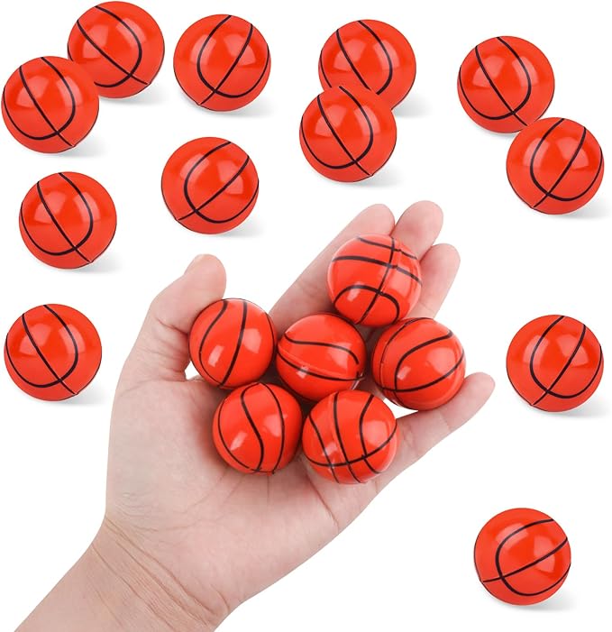 24 Pcs Basketball Bouncy Balls for Kids, 32mm Rubber Bounce Sport Balls Bulk for Party Favors, Goodie Bag Fillers, Easter Gift Bag Stuffers, Basket Stuffers, Classroom Prizes, Carnival Party Supplies