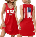 LHBNK 4th of July Dress for Women: American Flag Tank Dresses Star Striped Splicing Loose V Neck Sundresses