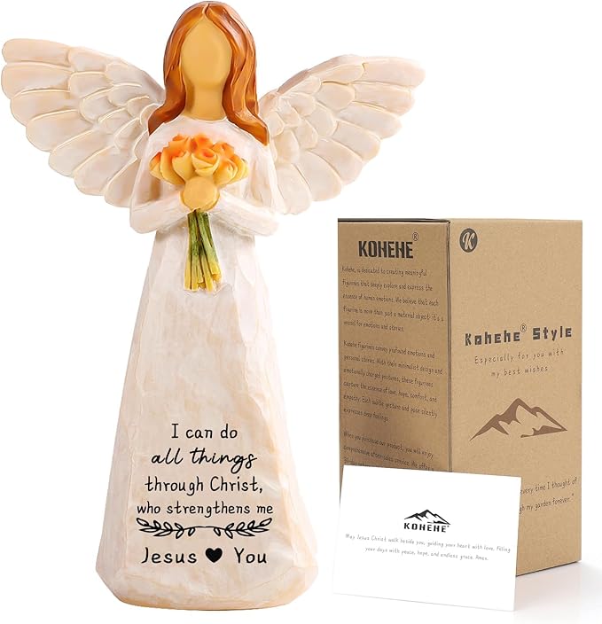 Christian Gifts for Women,Gifts for Catholic Women,5.5'' Handmade Jesus Loves You Angel Figurine Gift for Woman,Inspirational Gifts for Mom Sister Grandma and Best Friend