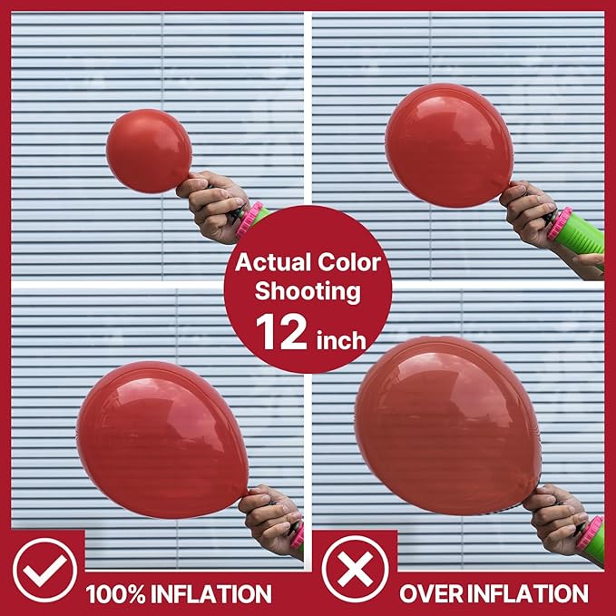 PartyWoo Burgundy Balloons 101pcs 12 Inch Dark Chestnut Red Maroon Helium Balloons for Graduation Wedding Thanksgiving Birthday Bachelorette Citizenship Strawberry Theme Party Decorations Red-Y62