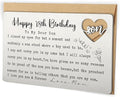Happy 18th Birthday Wallet Insert for Son from Mom, Stainless Steel Laser-Engraved Postcard with Heart Cutout, Adult Son Birthday Gift, Sentimental Pocket Keepsake for Milestone Celebration QBK09