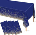 4 Pcs Navy Blue Plastic Tablecloth Gold Dot Blue Table Cloths, 54×108 inches Disposable Gold Dot Confetti Dark Blue Table Cover for Anniversary Friendsgiving Fine Dining Graduation Party Decoration…