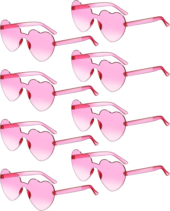 Frienda 8 Pairs Heart Shaped Sunglasses for Women Rimless Heart Glasses Candy Color Sunglasses for Party Favor