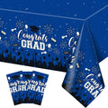 3 Pack Plastic Graduation Tablecloth, Graduation Decorations Class of 2026 Disposable Rectangle Blue Black Table Cover, 2026 Gongrats Grad Table Cloths for Graduation Party Decorations, 54x108