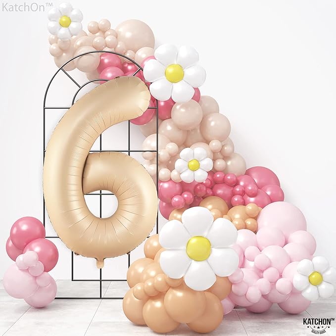 KatchOn, Giant Caramel Number 6 Balloon - 40 Inch | 6th Birthday Balloon for 6th Birthday Decorations | 6 Balloons for Birthday | Six Number | 6 Year Old Balloons for 6 Year Decorations