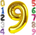 40 Inch Gold Number 9 Balloon, Giant 9 Number Balloons for 9th Birthday Decorations, Party Supplies for Baby Boy Girl, Gold Party Decor