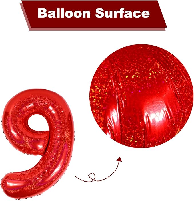 40 Inch Laser Red 1 Balloon for First Birthday, 1st Number Balloons Birthday Decorations for Girl Kids Toddler Baby, One Giant Number 1 Balloon