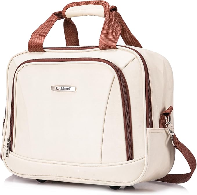 Rockland Melbourne Hardside 2 Piece Expandable Spinner Wheel Luggage Set, Carry-On 20" and Tote 14", White