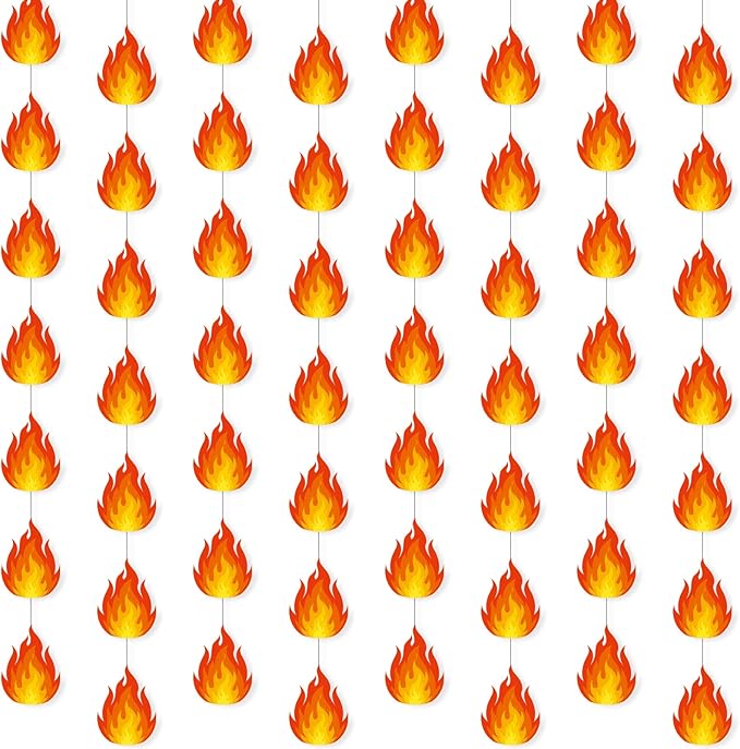 Xinnun Fire Party Decorations Flame Garlands Banners Firefighter Theme Banner Cutouts Ribbon Streamers for Fire Department Firetruck Rescue Camping Birthday Theme Party Office School Home Decor