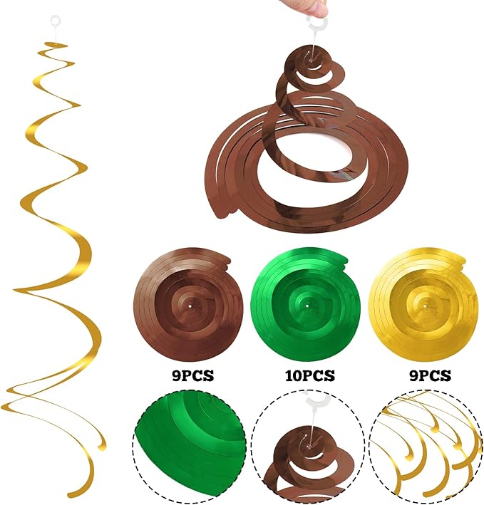 Colorful Ceiling Swirl Foil Decorations Football Hanging Plastic Streamer Themed Swirl Party for Football Party Touchdown Sports Graduation, Pack of 28
