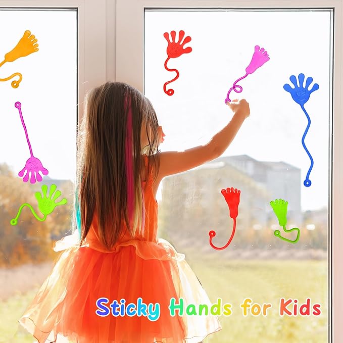 Sticky Hands Bulk 120 PCS Party Favors for Kids 4-8,8-12 Year Stretchy Sticky Hand Feet Goodie Bags Stuffers for Kids Treasure Box Toys for Classroom Small Mini Prizes Trinkets Pinata Stuff