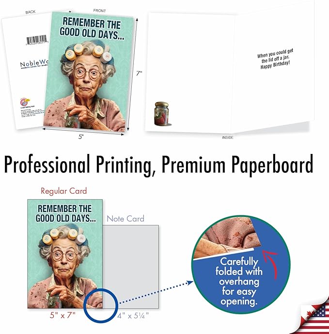 NobleWorks Funny Birthday Greeting Card with 5 x 7 Inch Envelope (1 Card) Bday Lid Off Jar C10078BDG