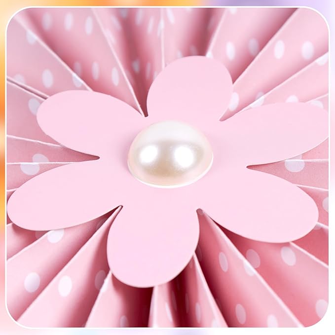 Pastel Paper Fans, Pastel Decorations for Party, Birthday, Classroom, Birthday, 9 PCS Yellow, Pink and Purple Pastel Paper Flower Decorations for Baby Shower, Wall Decor