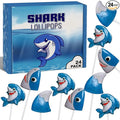 Shark Lollipops Bulk 24 Pack – Shark Shaped Candy Suckers Individually Wrapped – Baby Shark Theme – Ocean Under the Sea Party Favors – Birthday Treats for Kids Goodie Bags