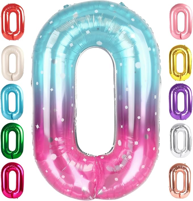 Number 0 Balloons 40 Inch Pink Purple Blue Number Balloons for 10 20 30 40 50 60 70 80 90 100 Numbers Balloon Birthday Decorations Wedding Event Baby Shower
