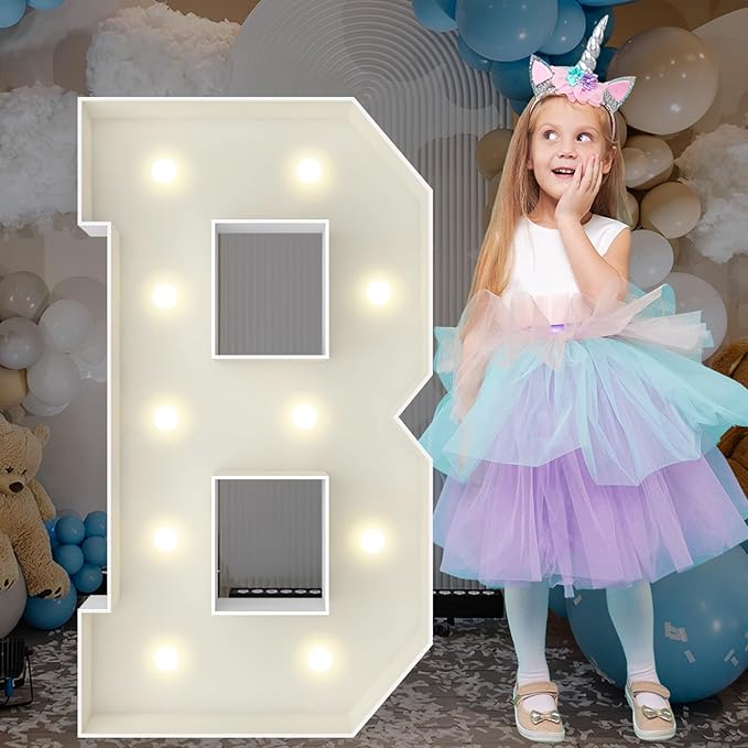3FT Marquee Light Up Letters, Large Marquee Letters, Pre-cut Foam Board Letter B for Engagement Wedding Decorations Birthday Party Backdrop Decor, Balloon Arch Kit