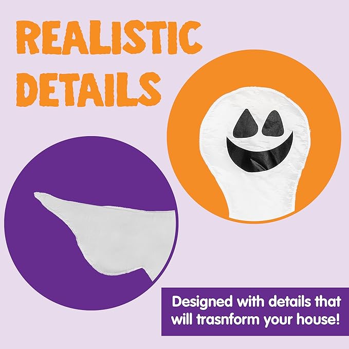 JOYIN 2 Pcs 53” Halloween Decoration Outdoor, Halloween Tree Wrap Ghost Decoration Outdoor, Smiling Hanging Ghost Design for Lawn, Tree, Party Supplies, Haunted House Wrap Decor