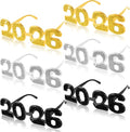 2026 Plastic Glasses Happy New Year Glitter Eyeglasses for 2026 Party New Year Eve Costume Photo Prop Supplies