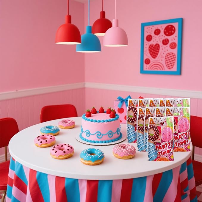 YYaaloa 30pcs Goodie Bags Party Favor Bags Donut Plastic Candy Gift Bags Bulk for Birthday Baby shower Return Gift (Donut 30pcs)