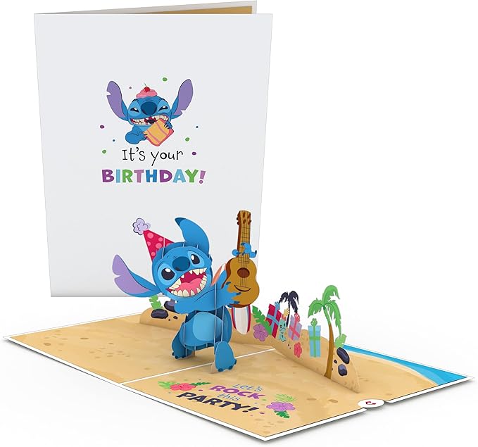 Lovepop Magical Disney Stitch 3D Pop-Up Birthday Card - for Him, Her, Kids, Boys, Girls, Men, Women - 5" x 7" - Envelope Included