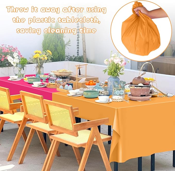 Mwellewm 12Pcs Plastic Table Cloth Disposable, Assorted Color Rainbow Tablecloth Colorful Neon Rectangle Bulk Solid Table Cover for Birthday Wedding Graduation Picnic Home Party Decoration(54x72 Inch)