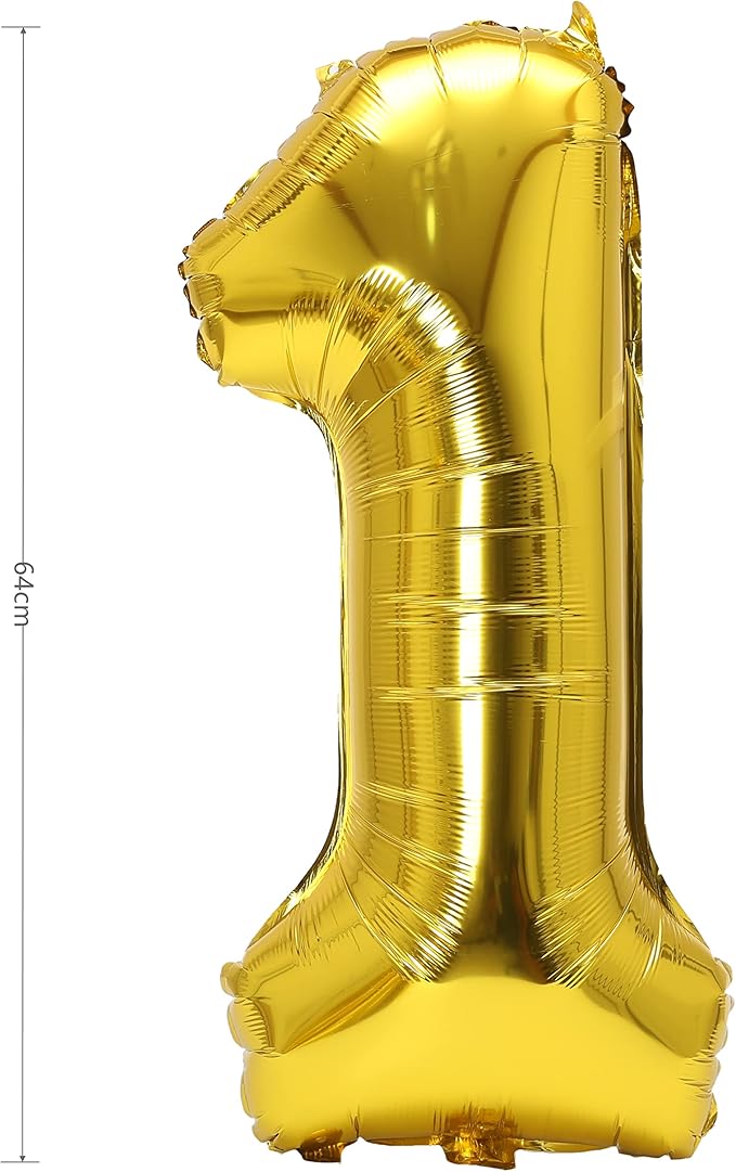 YPSelected 32 Inch Large Foil Helium Number Balloon Birthday Wedding Party 0-9 (Gold, 1)