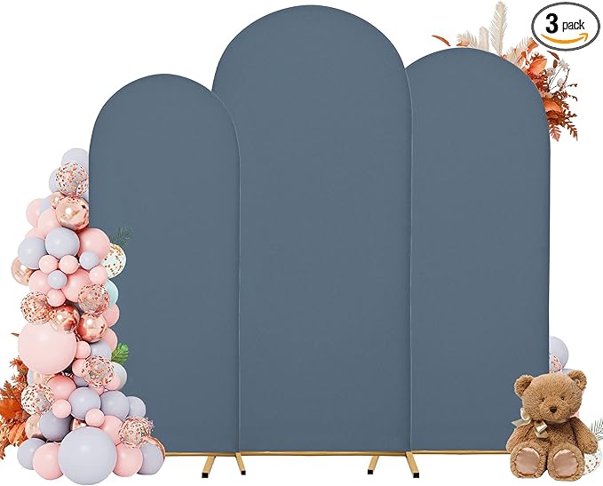 Arch Covers,Arch Backdrop Stand Fitted Cover for Wedding Birthday Party Ceremony Banquet Decoration(7.2FT&6.6FT&6FT,Dusty Blue,Cover Only)