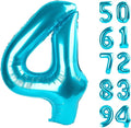 4 Balloon, Blue Number Balloons 40 Inch, 4th Blue Party Decorations, 4 Year Old Four Large Numbers for Party Decor, Number 4 Balloon