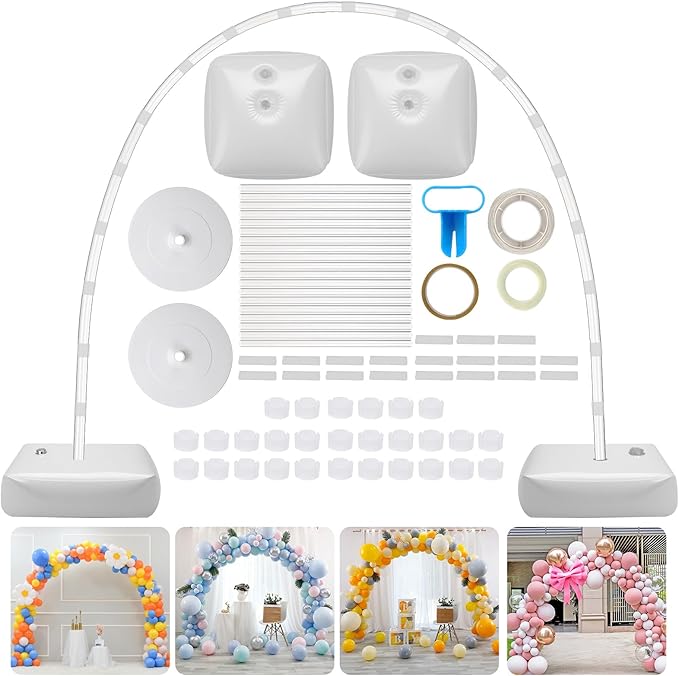 Balloon Arch Kit, Adjustable 10FT Wide & 8FT Tall Balloon Arch Stand Kit with Water Fillable Bases, Garden Arbors Plant Support Stand with 40pcs Balloon Clips for Wedding, Graduation, Holiday Party