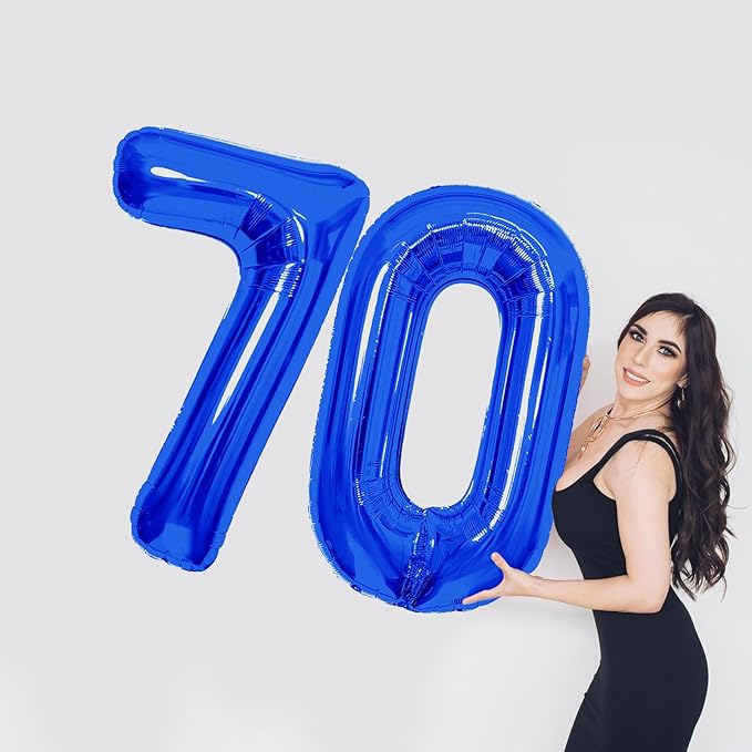 Number Balloons Navy Blue Balloons - Giant Number 70 Balloon, Blue 70th Number Balloon Birthday Decorations for Men