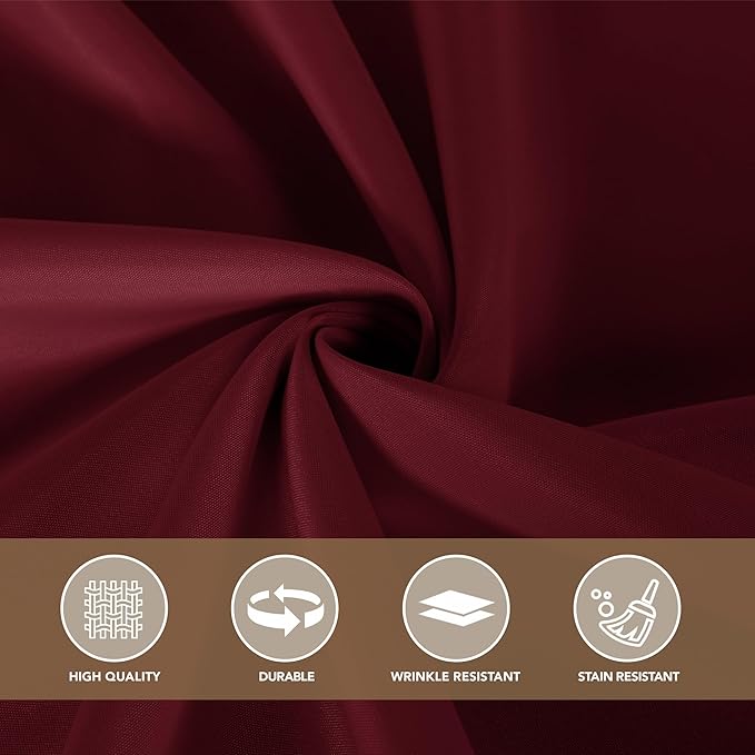 sancua Round Tablecloth 132 Inch Diameter, 6 Pack Burgundy - Circle Polyester Fabric Table Cloth for Christmas Party Reception Banquet Birthday, Washable Formal Table Cover (Fit 54-96 Inch Tables)
