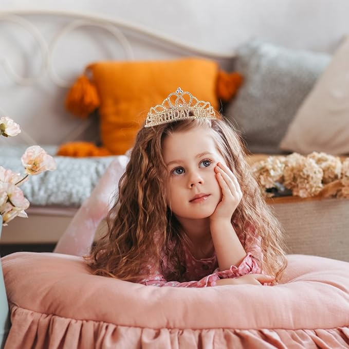 Chanaco Happy Birthday Crown for Women, Birthday Sash and Crown for Girls, Tiara and Sashes Kit, Rhinestone Hair Accessories “BIRTHDAY GIRL” Sash for Party Favors