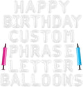 Happy Birthday Balloon Banner Custom Phrase Balloons letter 16 inch Personalized Alphabet Letters Foil Mylar Balloons (White)