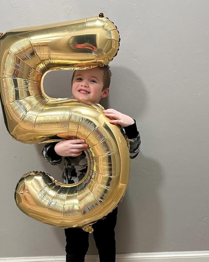 Champagne Gold 5 Balloon, Number Balloons 40 Inch, Light Gold 5th Birthday Balloon Decorations, Light Gold Party Supplies, 5 Number Balloons, Number 5 Balloon