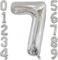 Silver 7 Balloon,40 Inch Number 7 Balloon,7 Birthday Balloon Decorations,Helium Silver 7 Balloon Number for Birthday Party Decorations