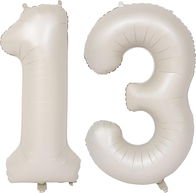 40 In Cream white Number Balloons Helium Foil Mylar Balloon Birthday Party banquet Decoration Digital 13