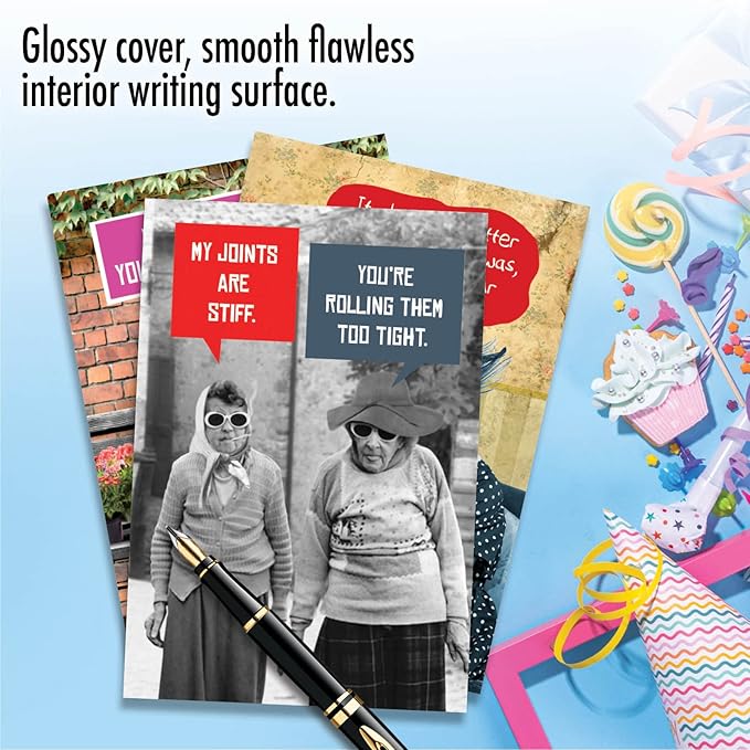 NobleWorks Assorted 3 Pack of Funny Women's Retro Birthday Greeting Cards with 5 x 7 Inch Envelopes (3 Designs, 1 Each) Old Friends VC2803BDG-C1x3