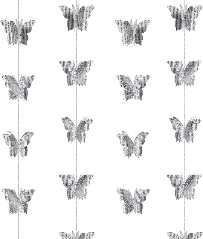 3D Paper Butterfly Garland Recycled Book Newspaper Hanging Garland Bunting Banner Party Decorations Wedding Baby Shower Home Decor 4 Pack Christmas Garlands (White)