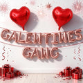 Galentines Day Balloons Banner, 16 Inch Rose Gold Galentines Gang Letters Balloons Decorations 18 Inch Red Heart Foil Mylar Balloon for Women Girls Ladies Galentine's Valentines Day Party Decoration