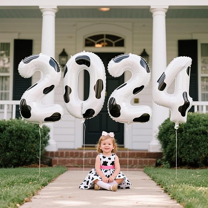40 Inch Cow Print Balloon Number 0 Balloons,Jumbo Mylar Foil Helium Balloon for 10 20 30 40 50 60 70 80 90 100 2025 Birthday Digital Balloons for Birthday Party,Wedding Anniversary Party Decorations