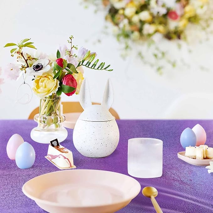 1 Pack Light Purple Iridescent Plastic Tablecloth Disposable 54 × 108 Inch Glitter Holographic Foil Table Cloth Plastic Laser Rectangle Table Cover for Birthday Wedding Disco Party