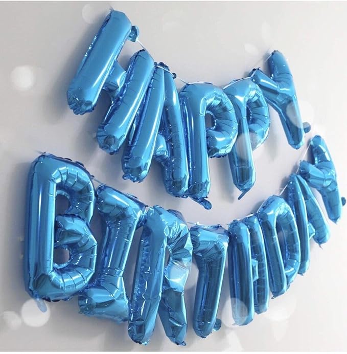 [85 PCS] 16" Blue Letter Number Balloons, Happy Birthday & 2 Sets of A-Z 0-9, Foil Mylar Aluminum Hanging Alphabet for Graduation New Year eve Birthday Party Decorations