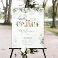 Personalized Teddy Bear Baby Shower Welcome Sign, Greenery Baby Shower Welcome Sign, Bear Baby Shower Sign Decoration